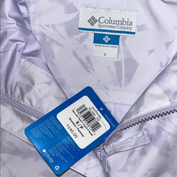 NWT Columbia Women’s Light Purple and White Hooded Raincoat S - Picture 6 of 7
